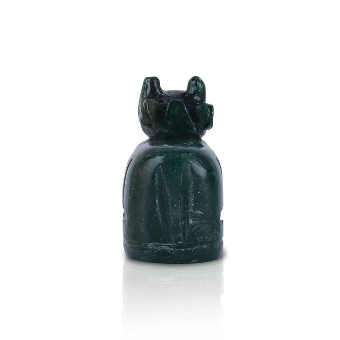 Jade Nandi Murti - 1.5 X 1.75 Inches | Green Jade Stone Idol/ Nandi Statue For Pooja