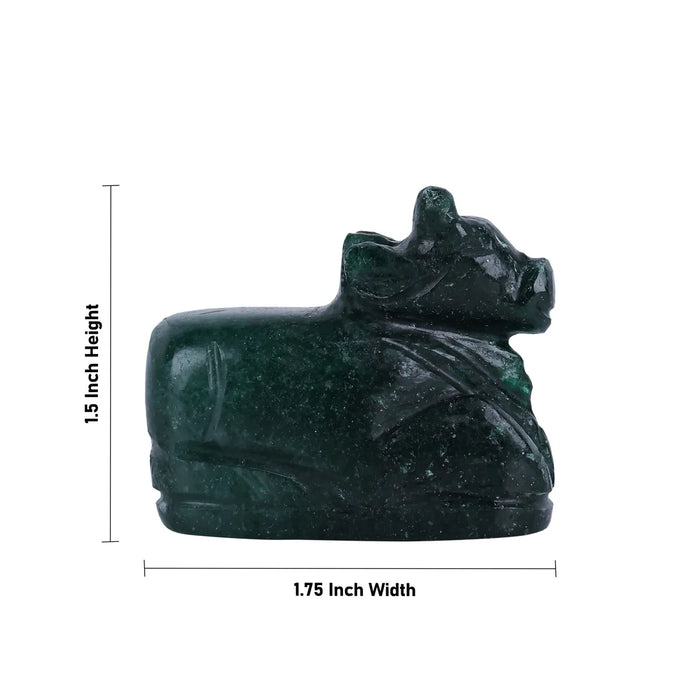 Jade Nandi Murti - 1.5 X 1.75 Inches | Green Jade Stone Idol/ Nandi Statue For Pooja