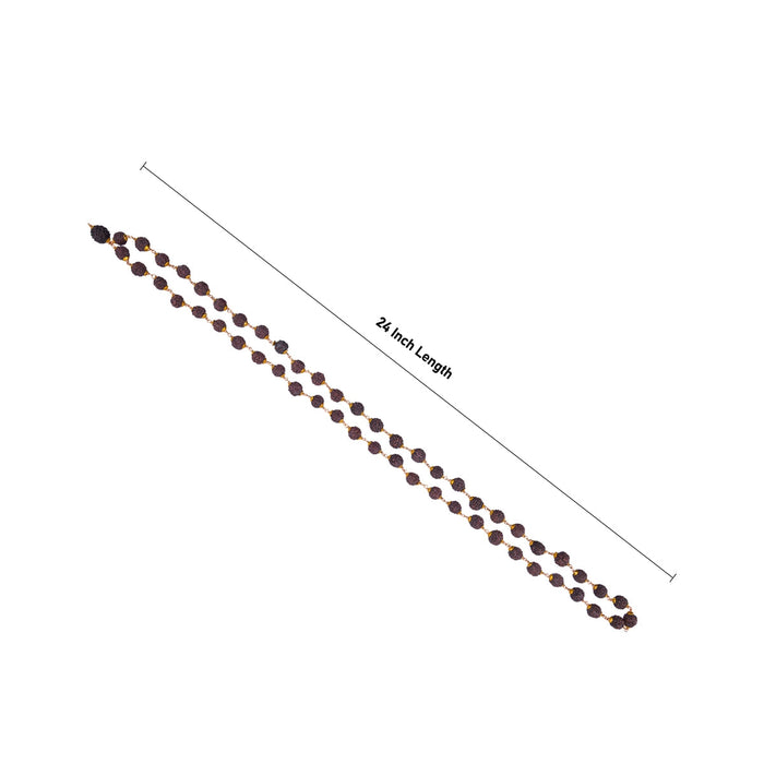 Golden Cup Rudraksha Mala- 24 Inches | 54 Beads Kanthi Mala/ 12 mm/Copper Knot Ruthratcham Malai For Daily Wear