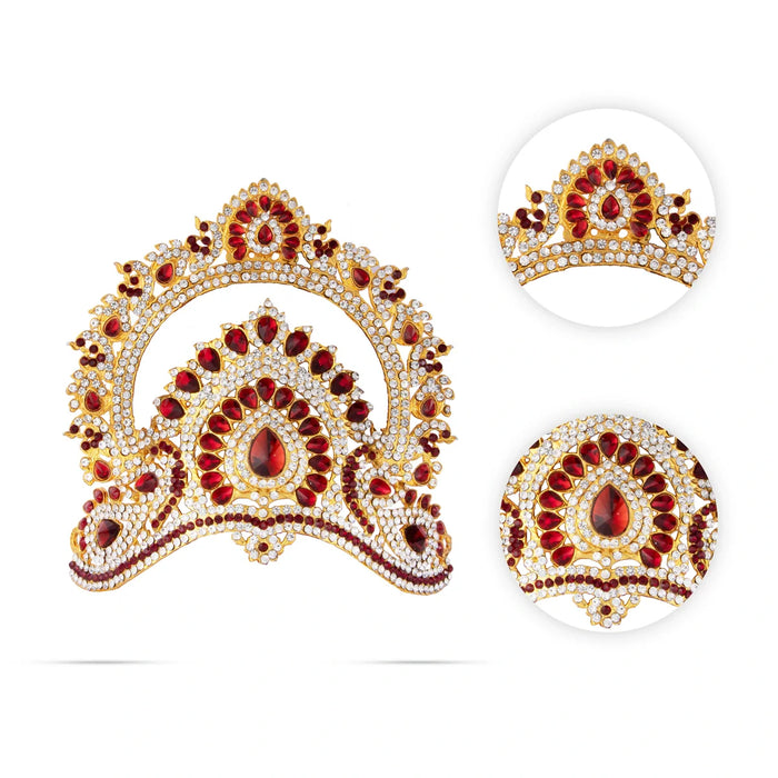 Stone Kireedam - 5 Inches | Half Mukut/ Crown/ Stone Jewellery for Deity