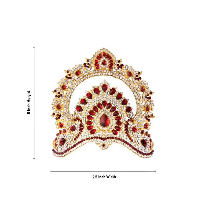 Stone Kireedam - 5 Inches | Half Mukut/ Crown/ Stone Jewellery for Deity