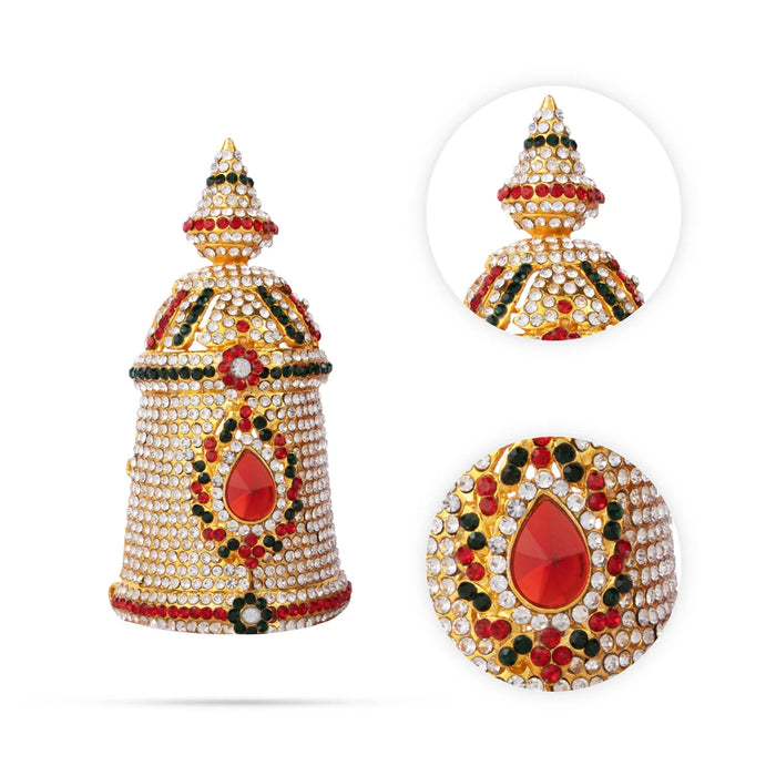 Stone Kireedam - 5 Inches | Half Mukut/ Crown/ Stone Jewellery for Deity