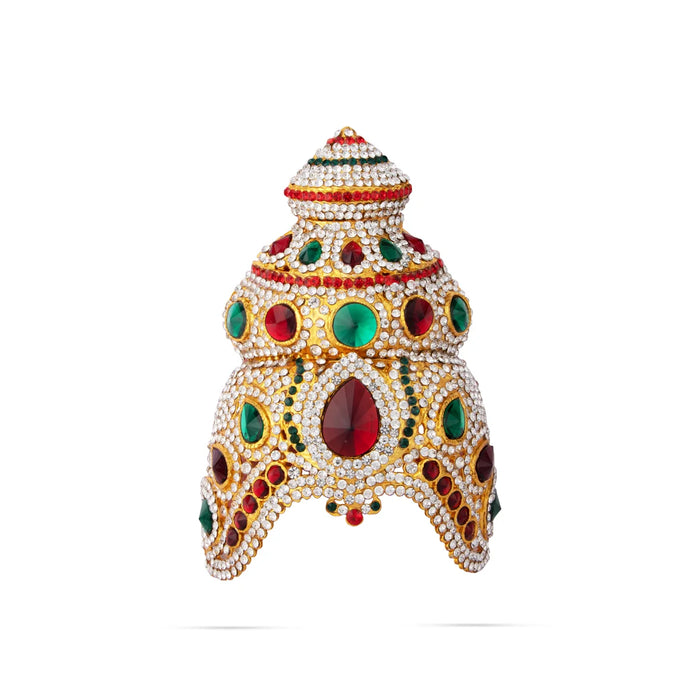 Stone Kireedam - 5 Inches | Half Mukut/ Crown/ Stone Jewellery for Deity