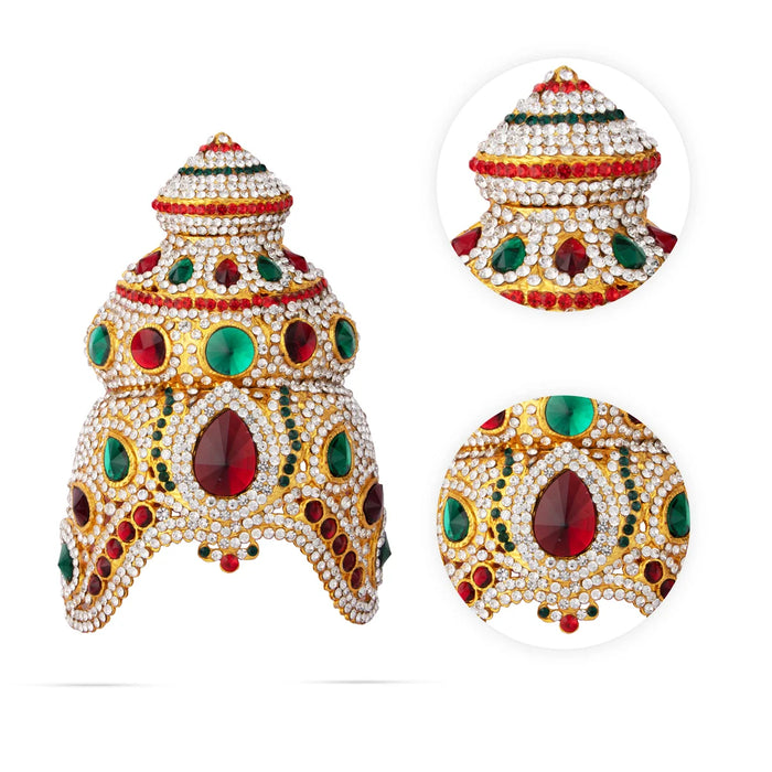 Stone Kireedam - 5 Inches | Half Mukut/ Crown/ Stone Jewellery for Deity