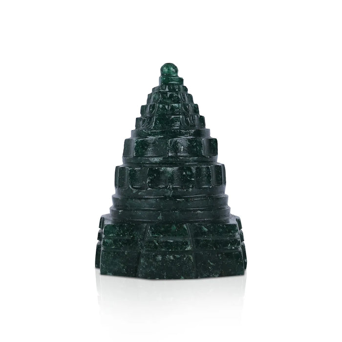Green Jade Maha Meru - 1.5 x 2 Inches | Jade Sri Yantra/ Mahameru Yantra/ Shri Yantra for Pooja