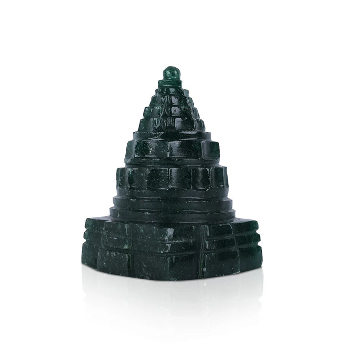 Green Jade Maha Meru - 1.5 x 2 Inches | Jade Sri Yantra/ Mahameru Yantra/ Shri Yantra for Pooja