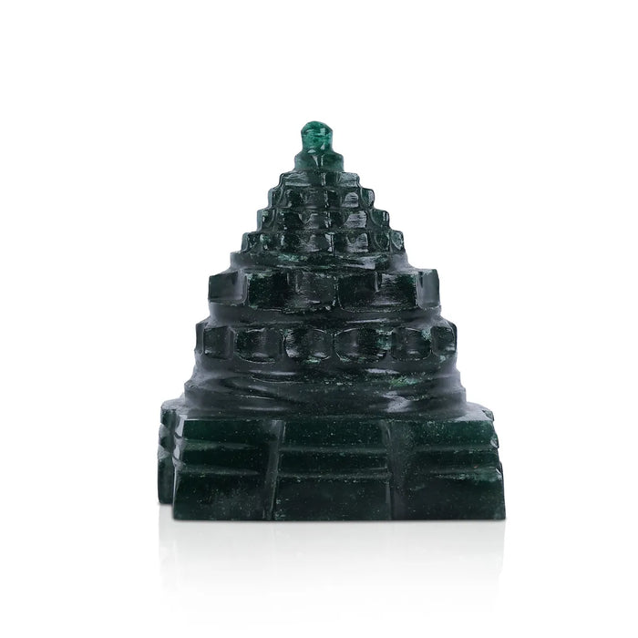Green Jade Maha Meru - 1.75 x 2 Inches | Jade Sri Yantra/ Mahameru Yantra/ Shri Yantra for Pooja