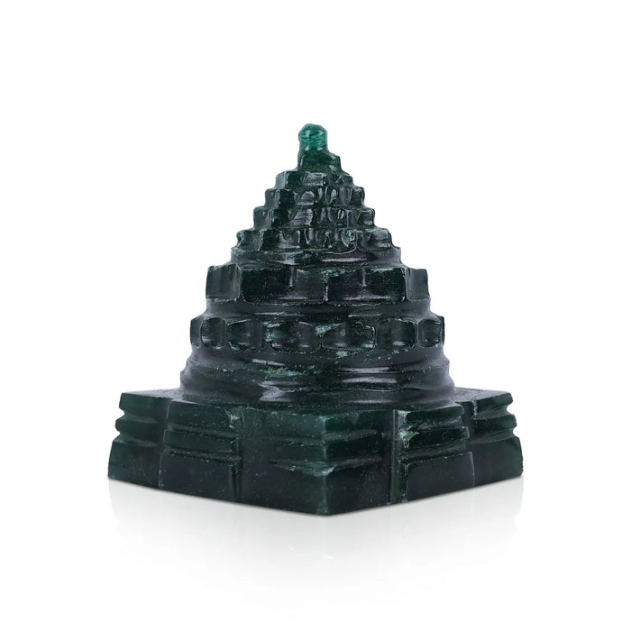 Green Jade Maha Meru - 1.75 x 2 Inches | Jade Sri Yantra/ Mahameru Yantra/ Shri Yantra for Pooja