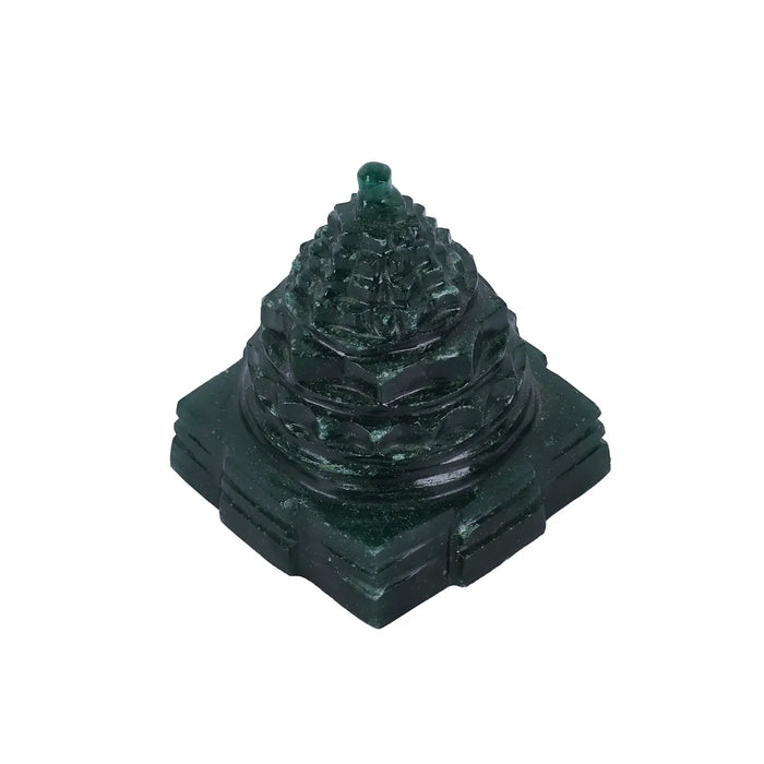 Green Jade Maha Meru - 1.75 x 2 Inches | Jade Sri Yantra/ Mahameru Yantra/ Shri Yantra for Pooja
