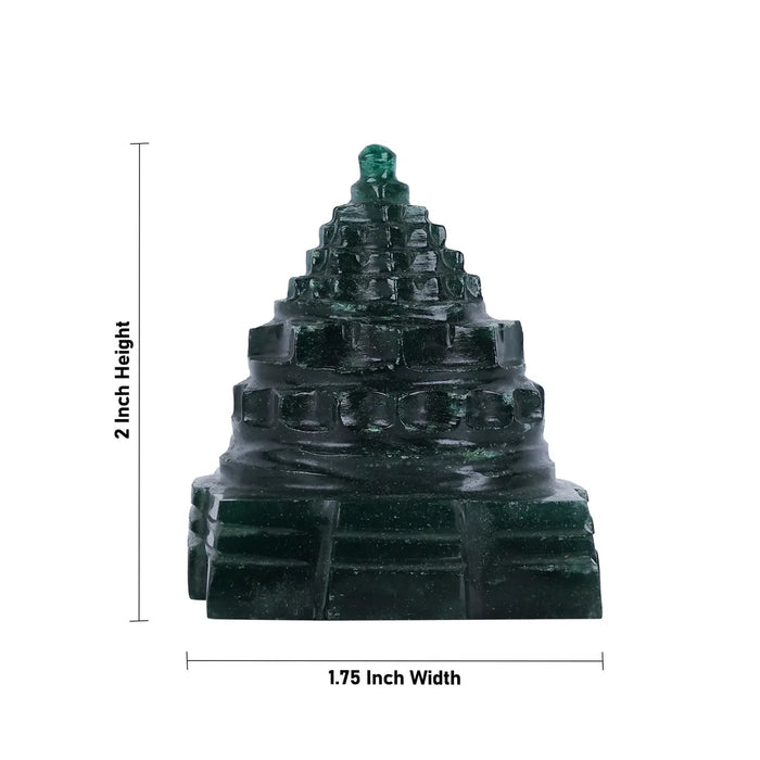 Green Jade Maha Meru - 1.75 x 2 Inches | Jade Sri Yantra/ Mahameru Yantra/ Shri Yantra for Pooja