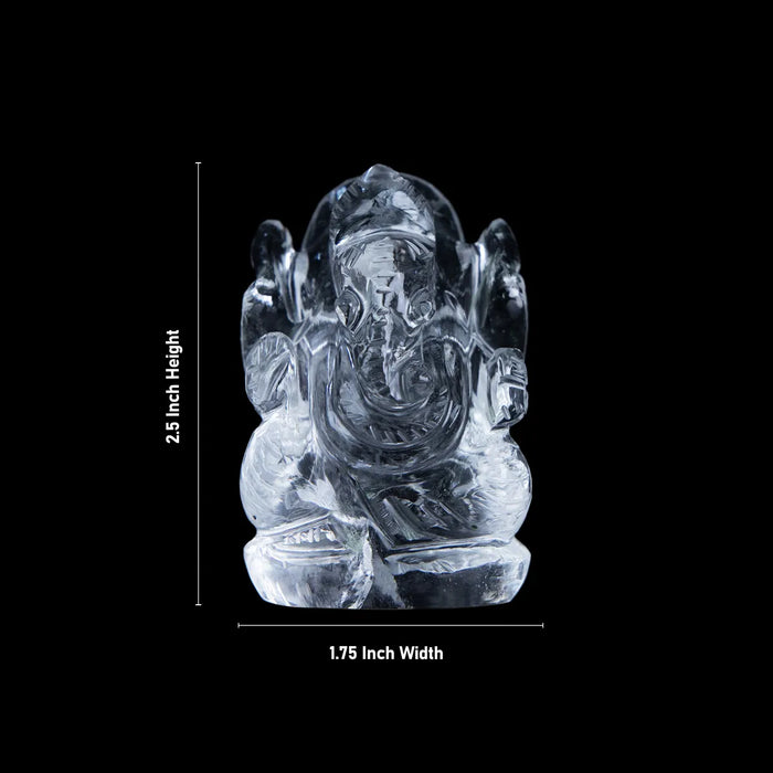 Sphatik Ganesh Murti - 2.5 x 1.75 Inches | Ganpati Murti/ Spatik Vinayaka Statue For Wealth & Prosperity