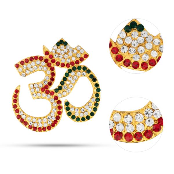 Stone Pendant - 2.5 x 2.25 Inches | Multicolour Stone Dollar/ Hindi Om Design Stone Locket For Deity