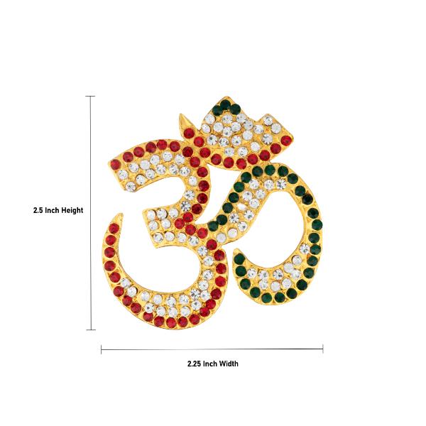 Stone Pendant - 2.5 x 2.25 Inches | Multicolour Stone Dollar/ Hindi Om Design Stone Locket For Deity