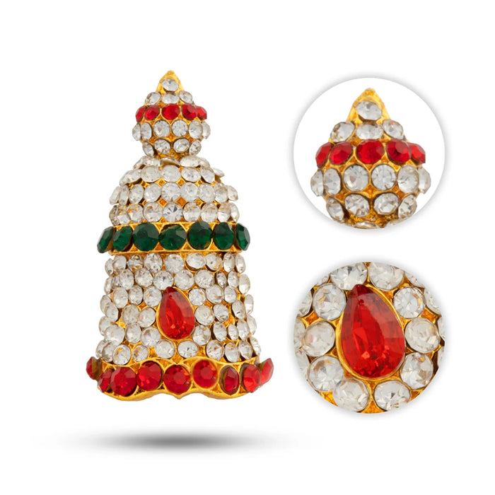 Stone Kireetam - 1.5 x 0.75 Inches | Half Crown/ Kiritam/ Mukut/ Jewellery for Deity