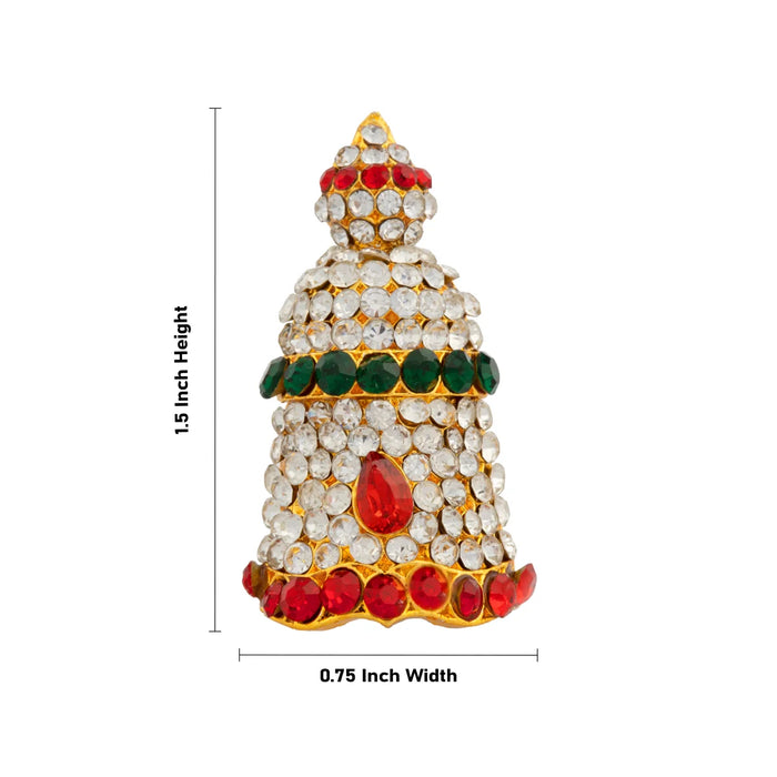 Stone Kireetam - 1.5 x 0.75 Inches | Half Crown/ Kiritam/ Mukut/ Jewellery for Deity