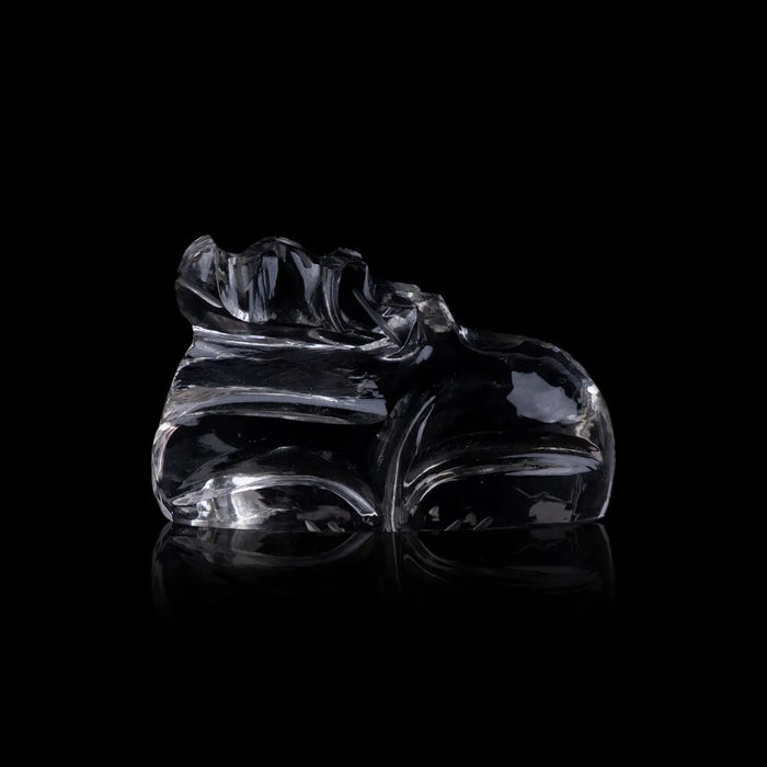 Nandi Idol - 0.75 X 1.25 Inches | Sphatik Nandi Murti/ Crystal Nandi Statue For Shiva Pooja