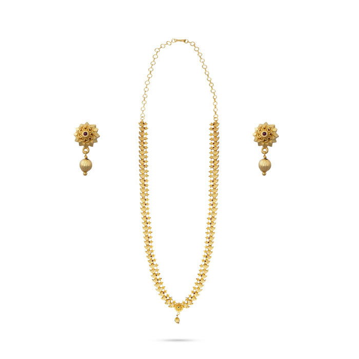 Haram with Earring Set | Gold Polish Necklace & Earring Set for Women