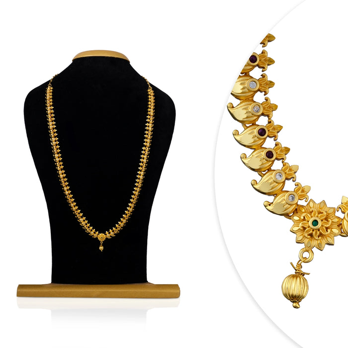 Haram with Earring Set | Gold Polish Necklace & Earring Set for Women
