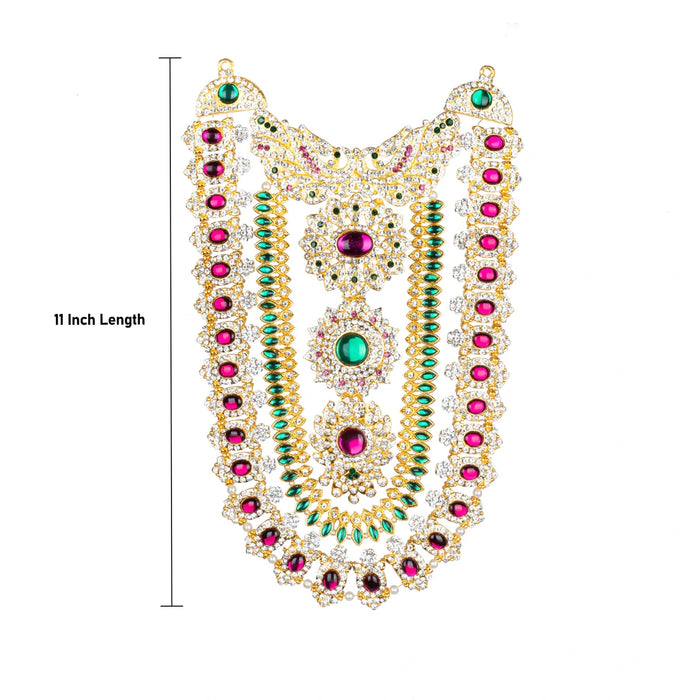 Stone Necklace - 11 Inches | Multi Colour Stone Haram/ Jewellery for Deity