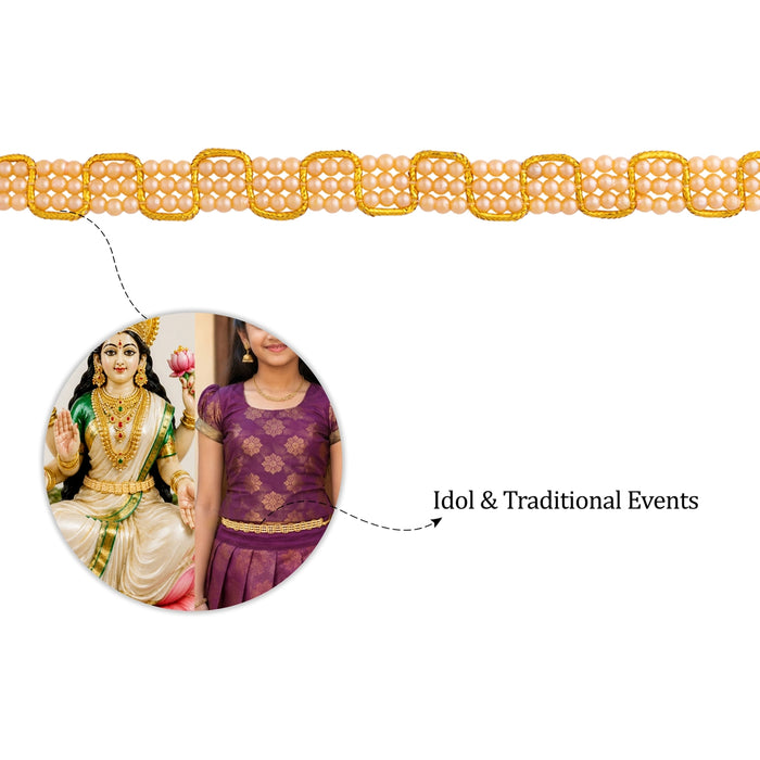 Hip Belt - 9 Inches | 3 Line Beads Jewellery/ Waist Belt/ Ottiyanam/ Artificial Belt For Deity Decor