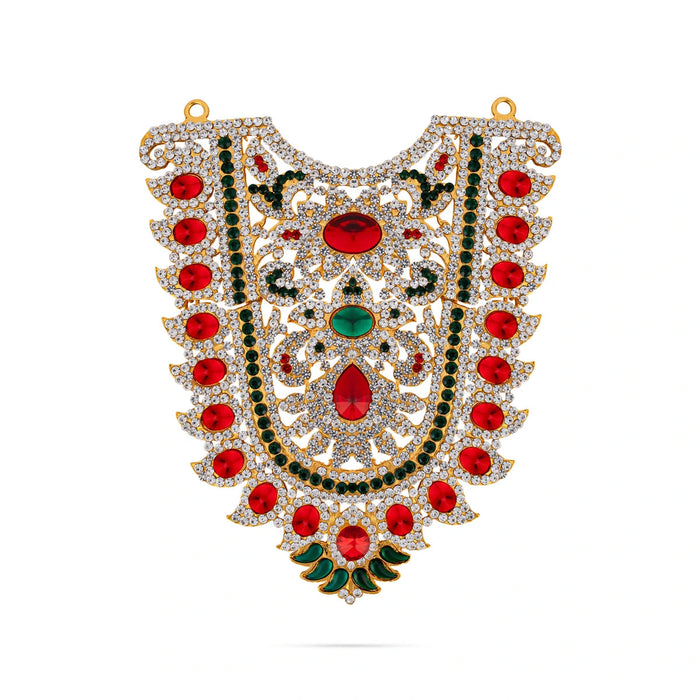 Stone Haram- 6.5 X 5.25 Inches | Artificial Jewellery/Multicolour Stone Necklace/ Stone Jewelry For Deity Decor