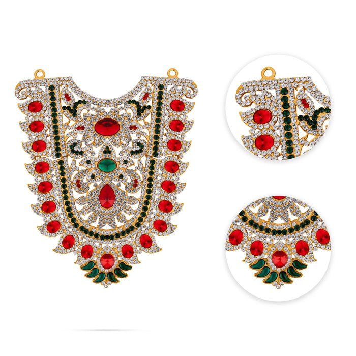 Stone Haram- 6.5 X 5.25 Inches | Artificial Jewellery/Multicolour Stone Necklace/ Stone Jewelry For Deity Decor