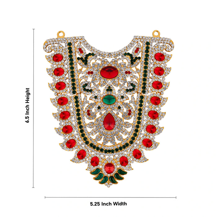 Stone Haram- 6.5 X 5.25 Inches | Artificial Jewellery/Multicolour Stone Necklace/ Stone Jewelry For Deity Decor