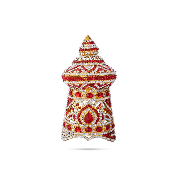 Stone Kireedam - 6 x 2.75 Inches | Half Mukut/ Vishnu Crown/ Stone Jewellery for Deity