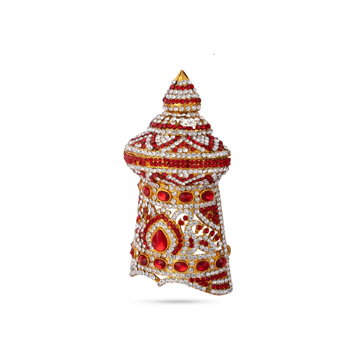 Stone Kireedam - 6 x 2.75 Inches | Half Mukut/ Vishnu Crown/ Stone Jewellery for Deity