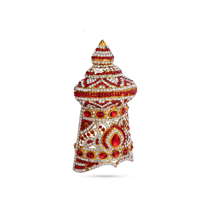 Stone Kireedam - 6 x 2.75 Inches | Half Mukut/ Vishnu Crown/ Stone Jewellery for Deity