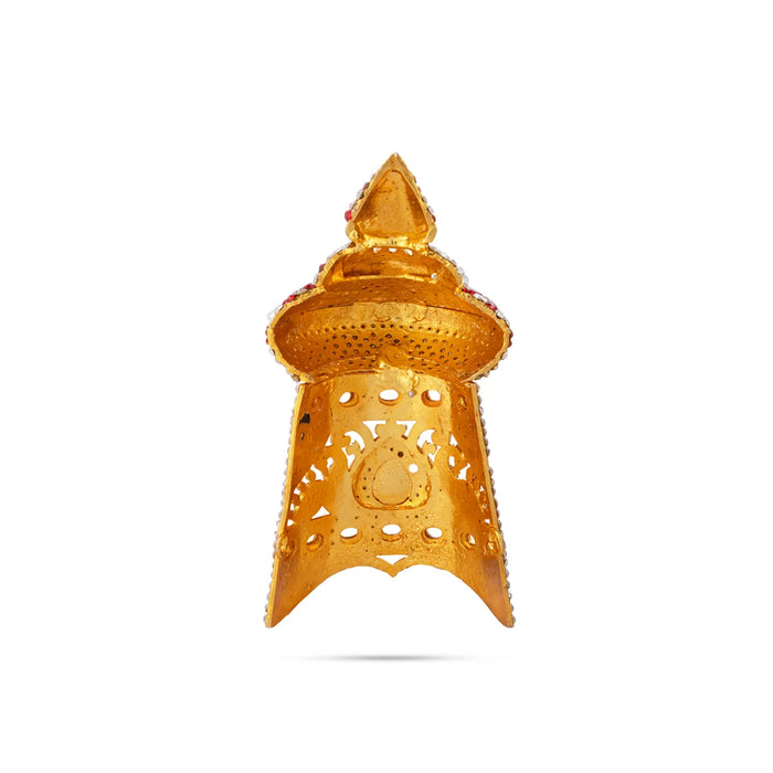 Stone Kireedam - 6 x 2.75 Inches | Half Mukut/ Vishnu Crown/ Stone Jewellery for Deity