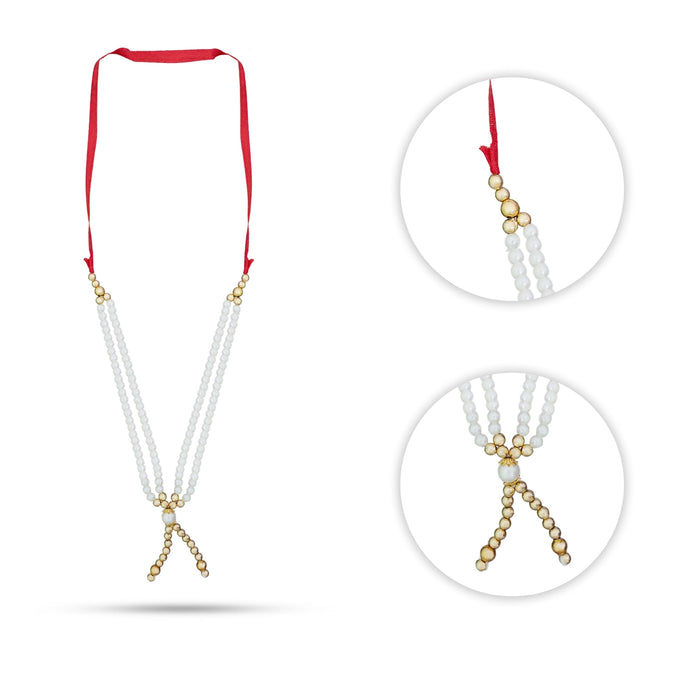 Moti Mala - 6 Inches | Pearl Garland/ Decorative Mala For God Idol, Pooja & Temple Decor