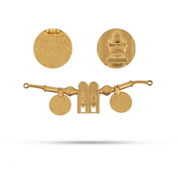 Mangal Sutra Chain with Coin Set - 2.5 x 3 Inches | Hindu Thali/ Golden Polish Thali for Deity