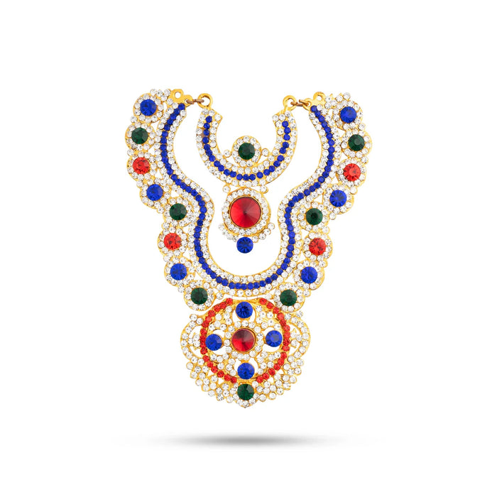 Stone Necklace - 6 Inches | Multicolour Stone Haram/ 2 Line Jewellery for Deity