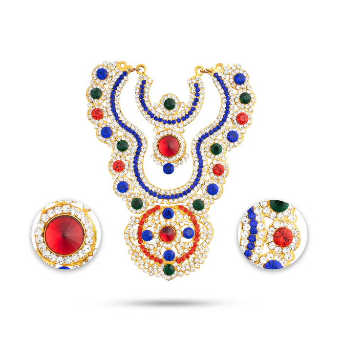 Stone Necklace - 6 Inches | Multicolour Stone Haram/ 2 Line Jewellery for Deity