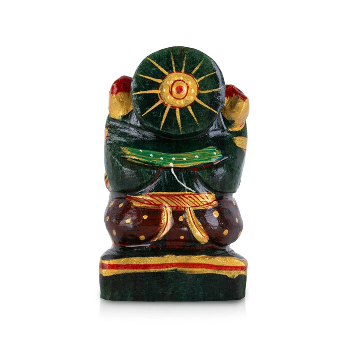 Ganesha Murti - 3.25 x 2 Inches | Zade Painted Idol/ Vinayagar Statue For Living Room & Pooja Space