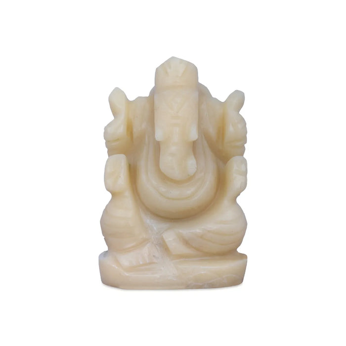 Ivory Ganesha Murti - 2.5 X 1.5 Inches | Ivory Vinayagar Stone Idol/ Ganpati Statue For Pooja