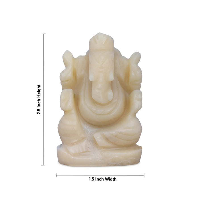 Ivory Ganesha Murti - 2.5 X 1.5 Inches | Ivory Vinayagar Stone Idol/ Ganpati Statue For Pooja