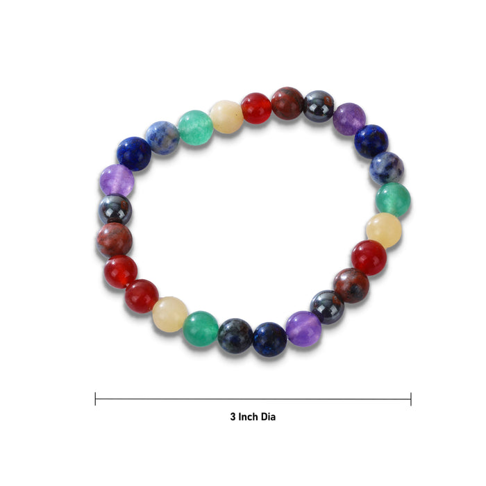 7 Chakra Bracelet - 3 Inches | 7 Chakra Stone Bracelet/ 7 Chakra Crystal Bracelet for Men & Women