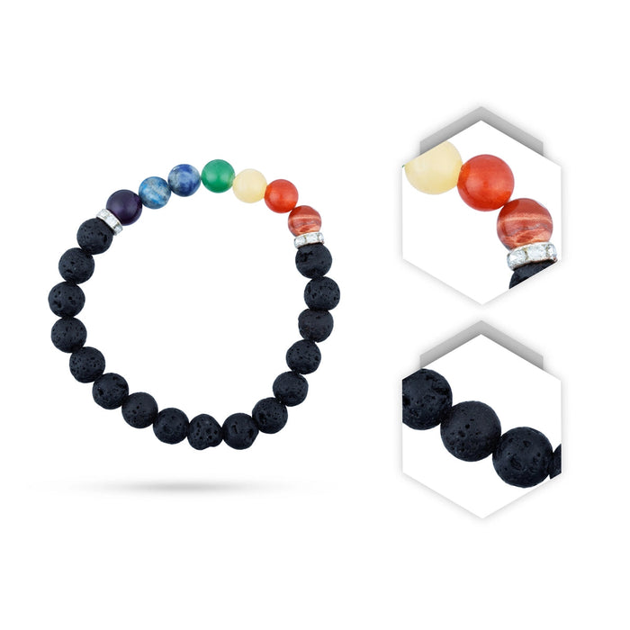 7 Chakra Lava Stone Bracelet | Lava Stone Chakra Bracelet/ Chakra Lava Bracelet for Men & Women