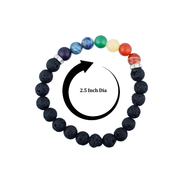 7 Chakra Lava Stone Bracelet | Lava Stone Chakra Bracelet/ Chakra Lava Bracelet for Men & Women