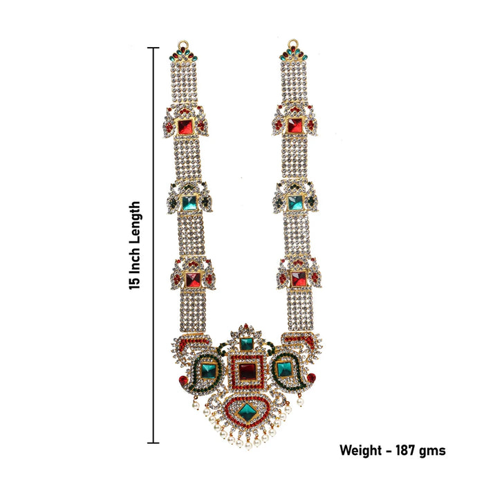 Stone Haram - 15 Inches | Multi Colour Stone Jewellery/ Long Necklace for Deity