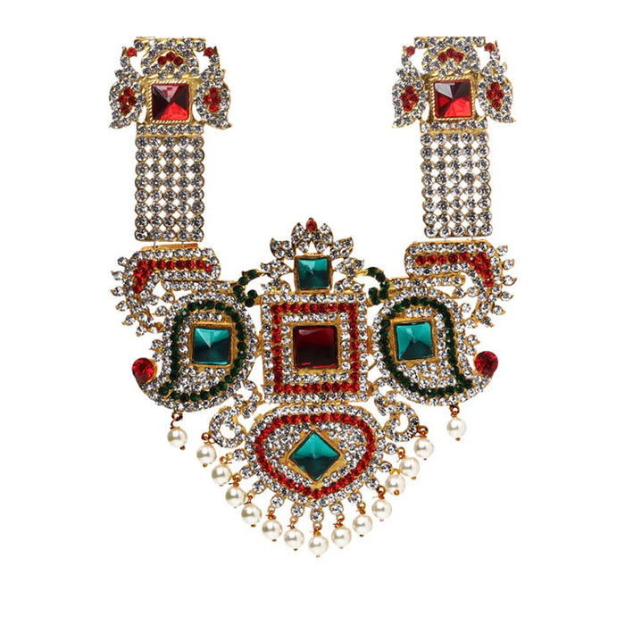 Stone Haram - 15 Inches | Multi Colour Stone Jewellery/ Long Necklace for Deity