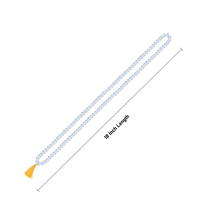 Sphatik Mala With Thread Knot - 18 Inches | 8mm/ 108 Beads Crystal Mala/ Padiga Malai For Spiritual Wear