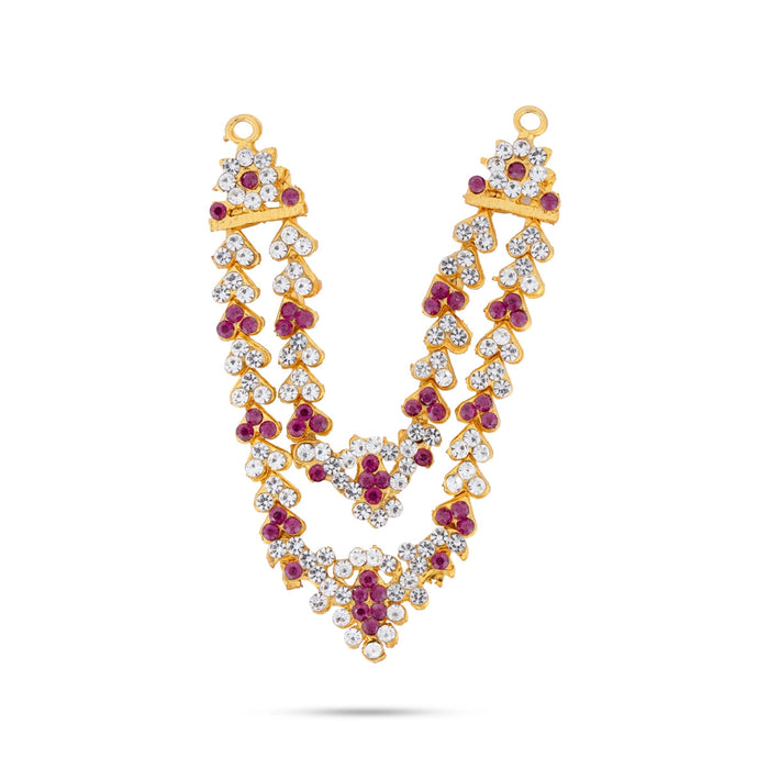 Stone Necklace - 3.25 X 1.75 Inches | Artificial Jewelry/ 2 Line Stone Jewellery For Deity Decor