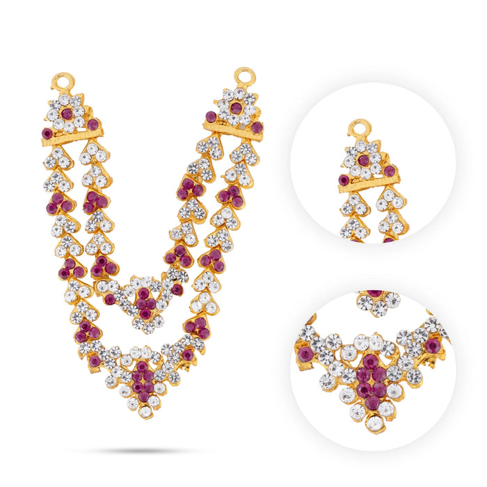 Stone Necklace - 3.25 X 1.75 Inches | Artificial Jewelry/ 2 Line Stone Jewellery For Deity Decor