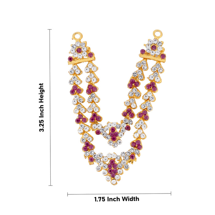 Stone Necklace - 3.25 X 1.75 Inches | Artificial Jewelry/ 2 Line Stone Jewellery For Deity Decor