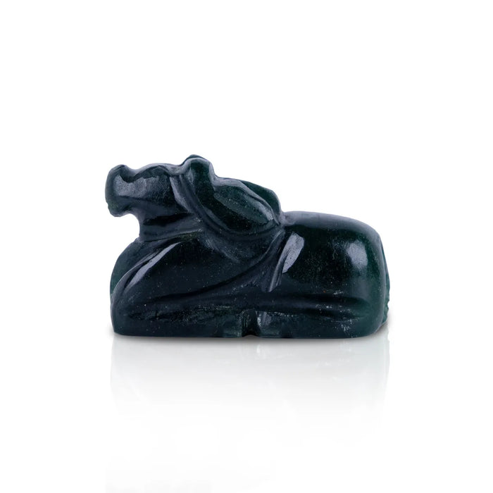 Jade Nandi statue - 1 X 1.5 Inches | Green Jade Nandi Murti/ Shiva Vahana idol For Home Pooja