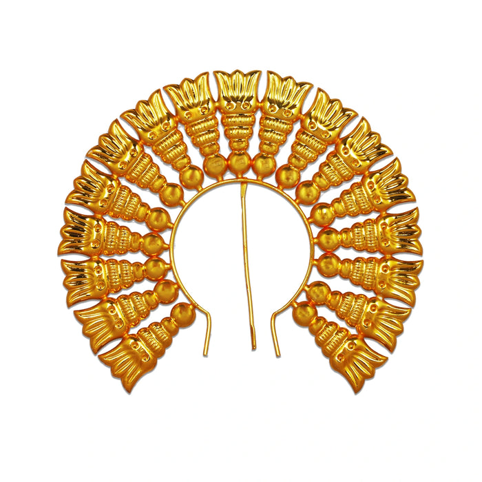 Hair Arch - 5 x 6 Inches | Lotus Design Hair Accessory/ Artificial Jewellery/ Gold Polish Jewellery for Deity
