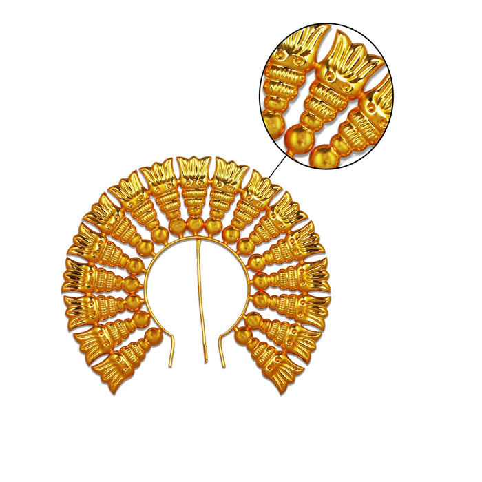 Hair Arch - 5 x 6 Inches | Lotus Design Hair Accessory/ Artificial Jewellery/ Gold Polish Jewellery for Deity